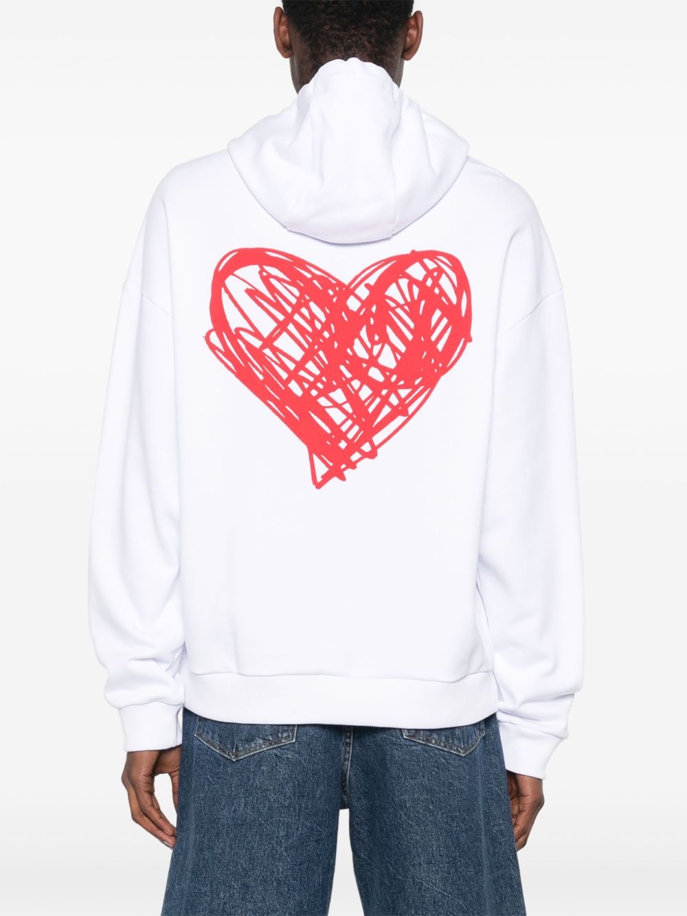 heart-print cotton hoodie - 4
