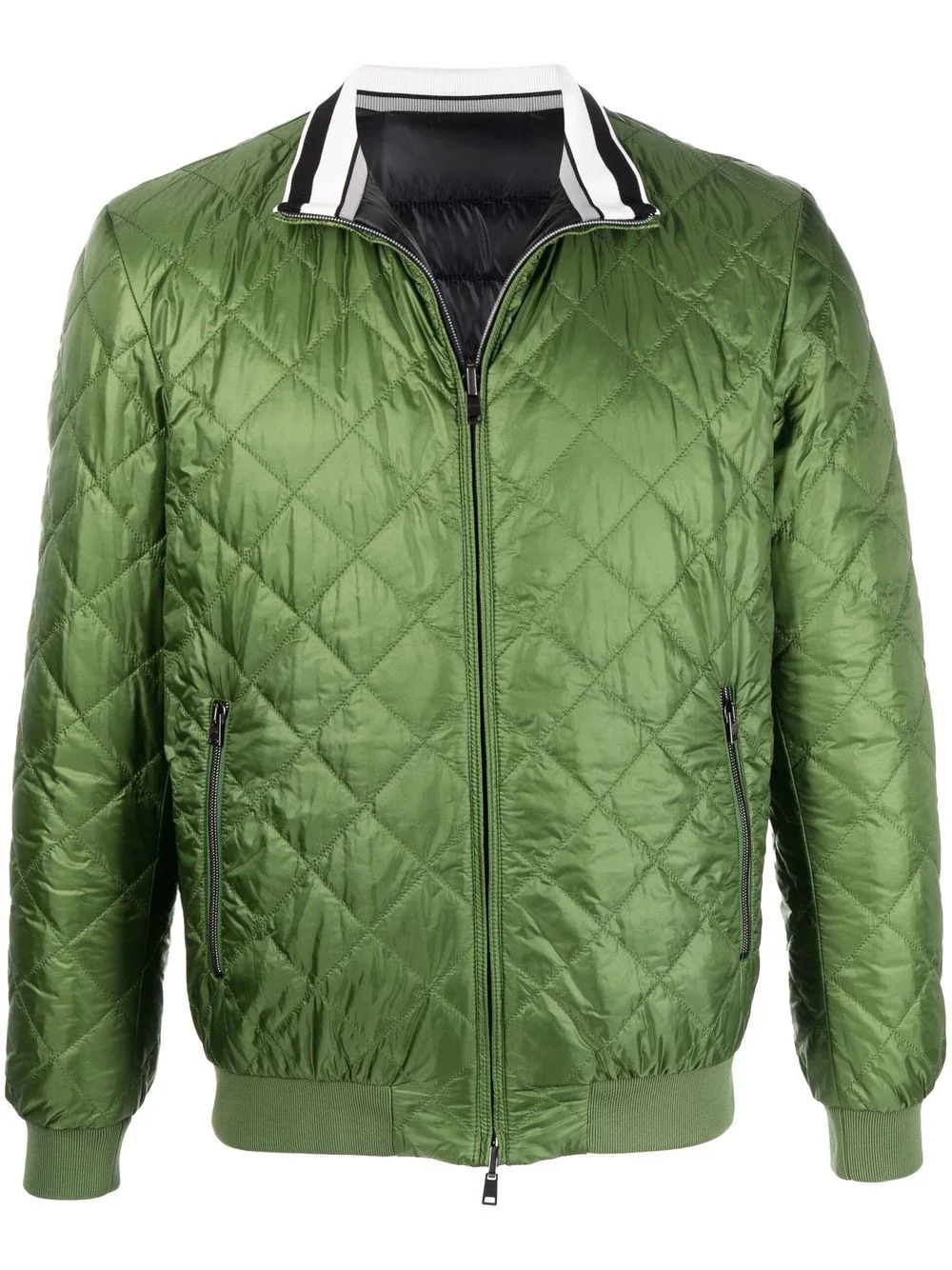 stripe-detail quilted down jacket - 1