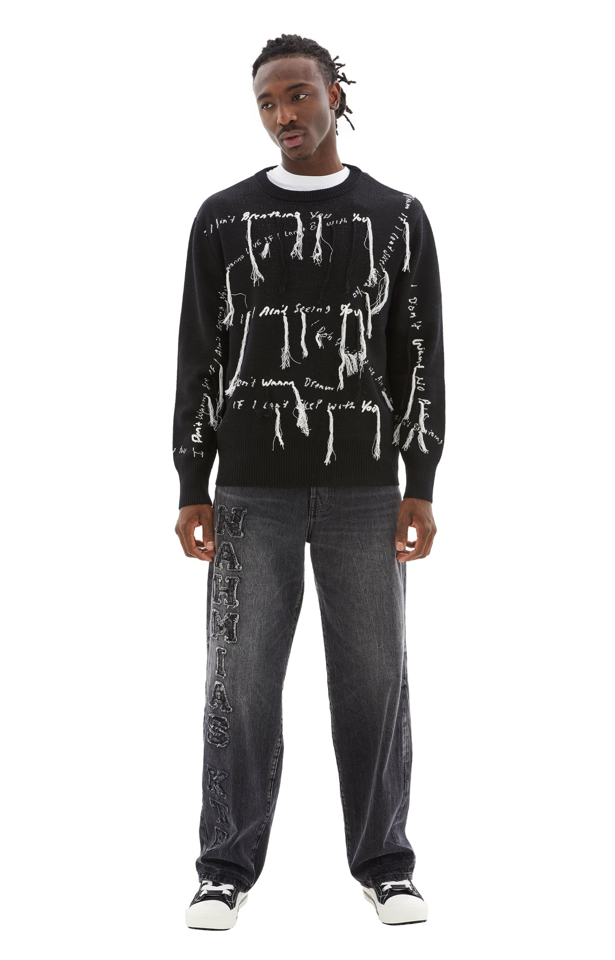 KNIT LYRIC CREWNECK (BLACK) - 1
