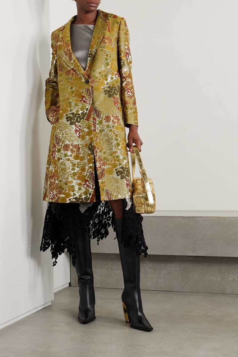 Dries Van Noten Metallic brocade coat outlook
