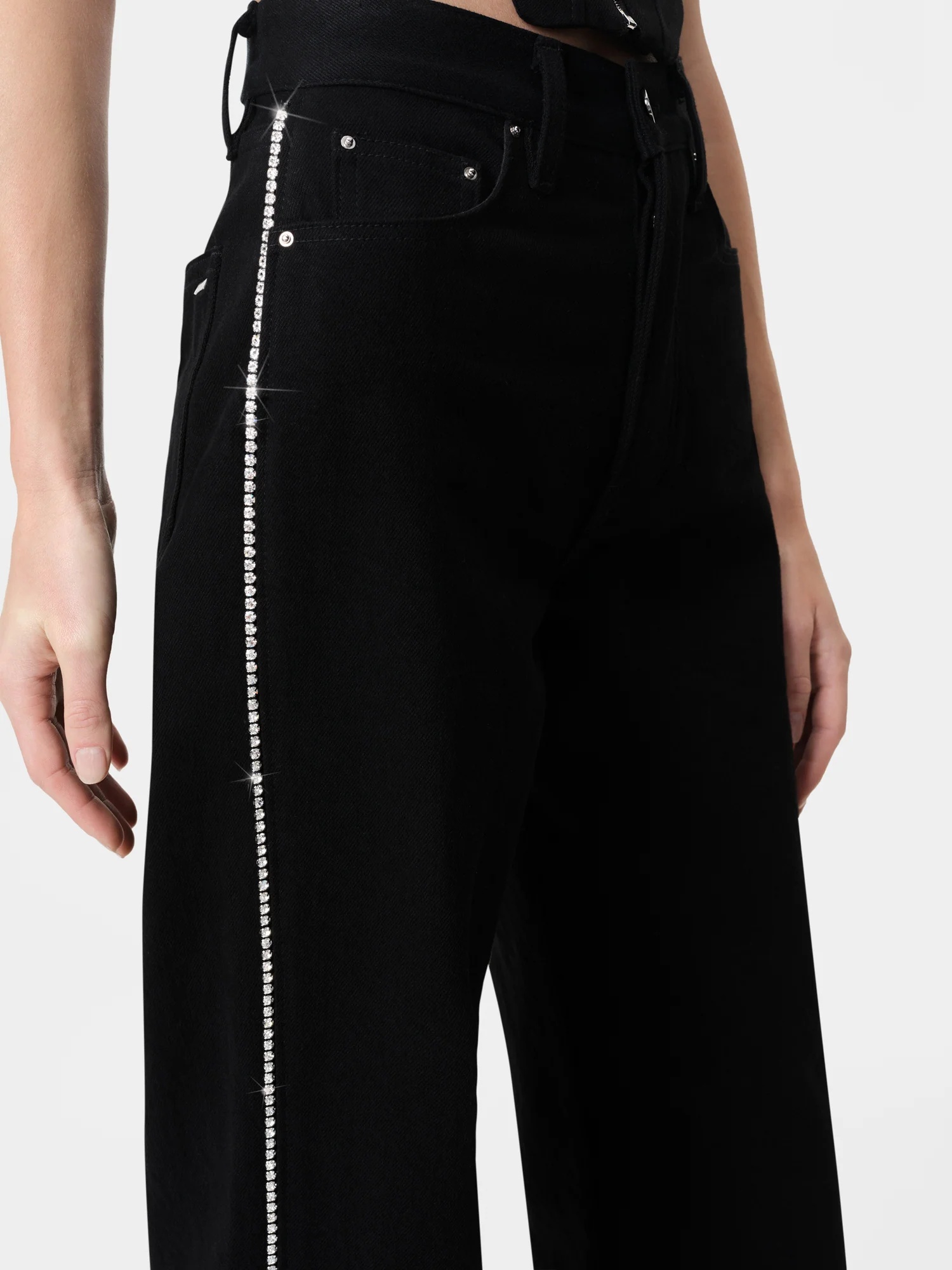 WOMEN'S CRYSTAL STRIPE WIDE STRAIGHT - 4