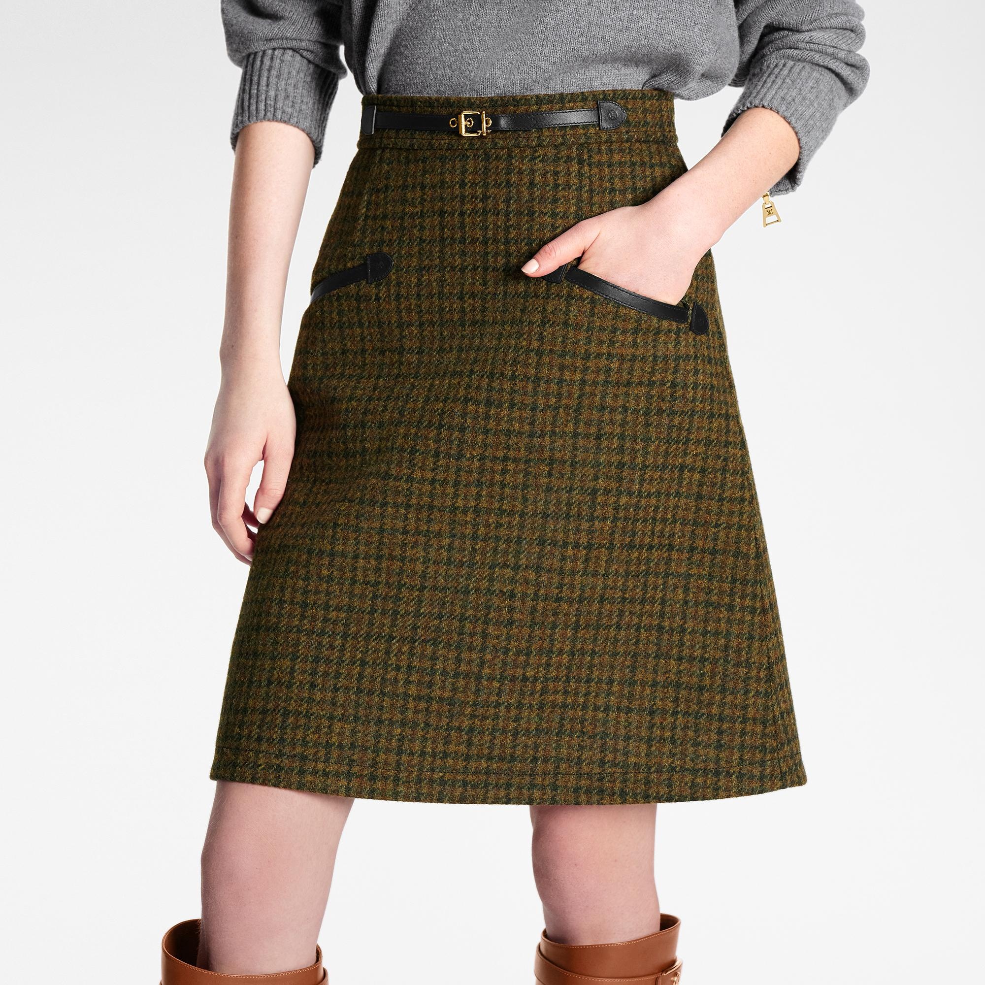 Preppy Houndstooth A-Line Skirt - 4