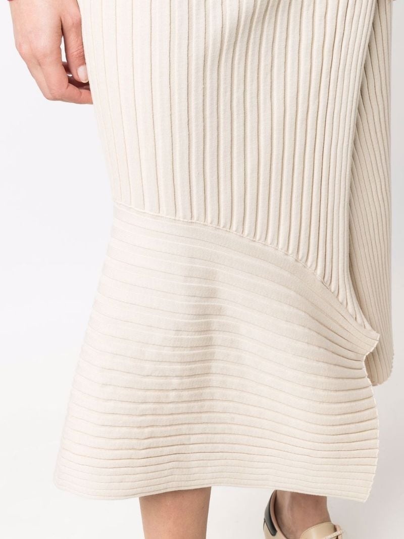 asymmetric ribbed-knit skirt - 5