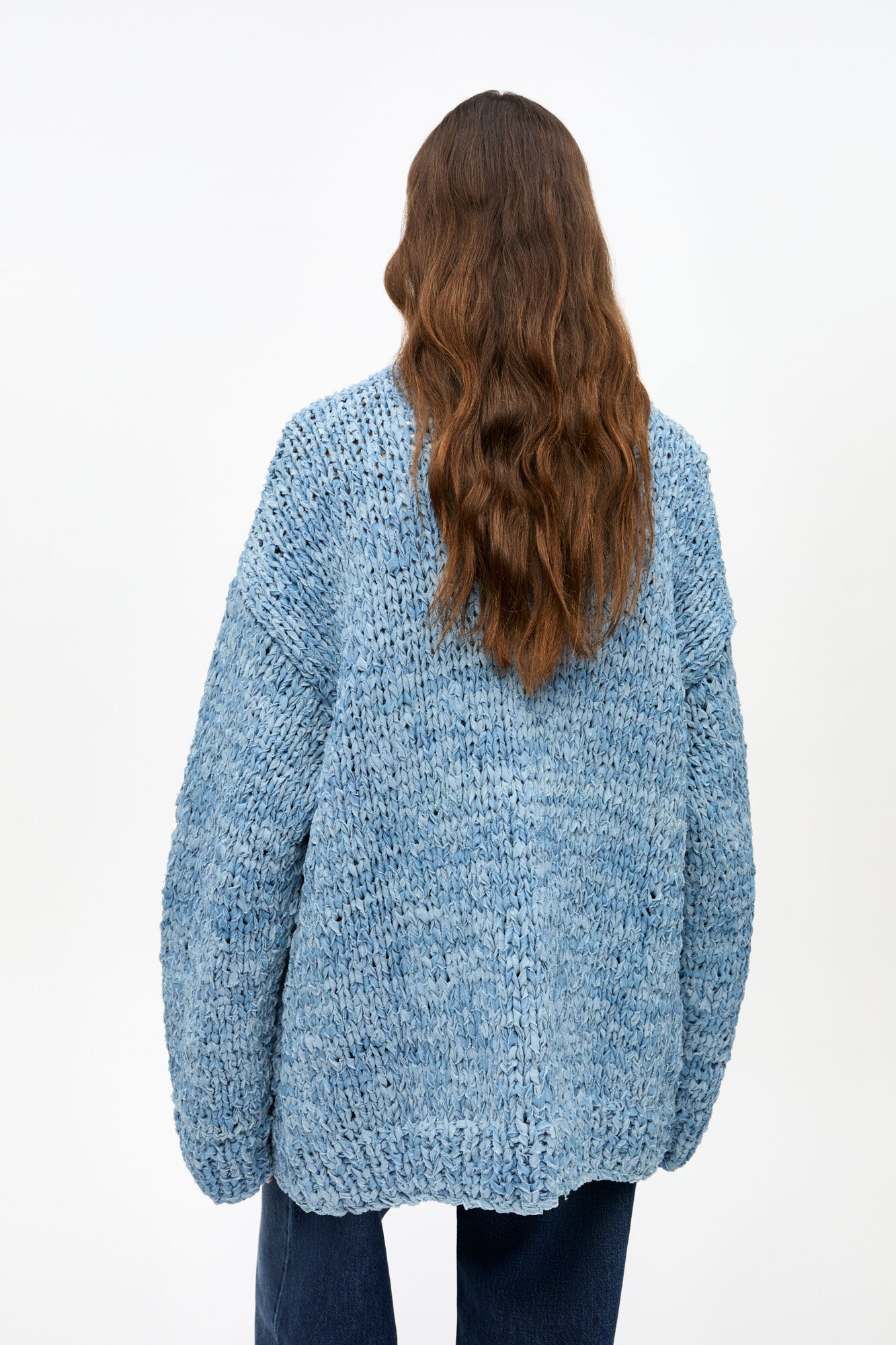 BLUE DENIM HANDKNIT CARDIGAN - 4
