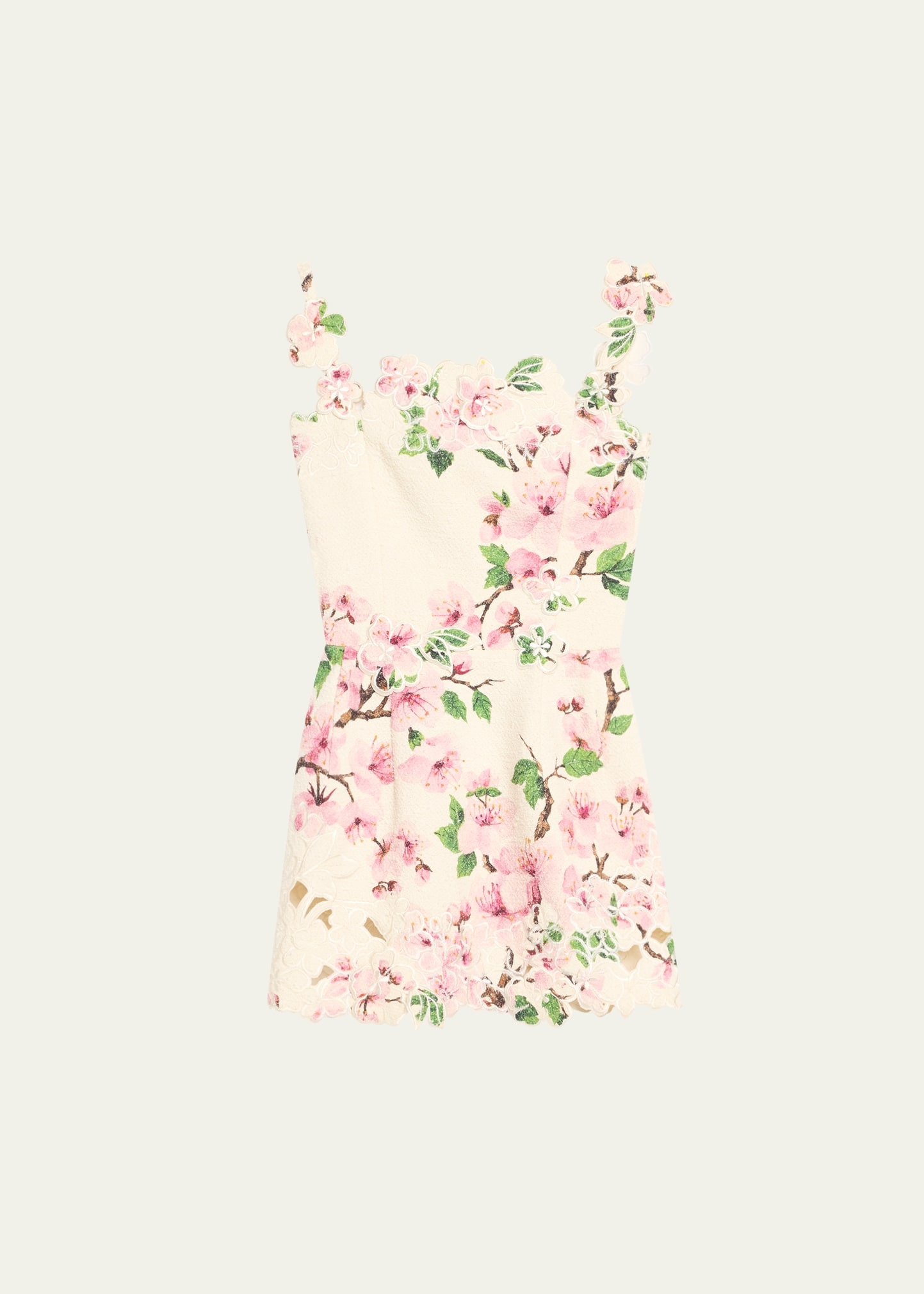Cherry Blossom Tweed Embroidered Mini Dress - 1