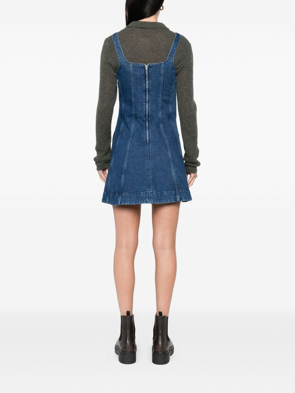 square-neck denim mini dress - 4