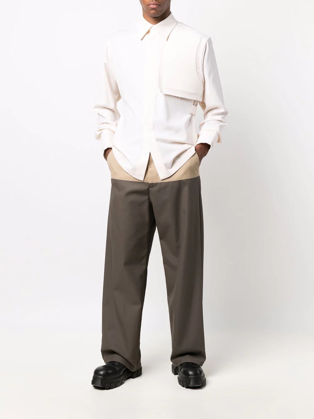 two-tone side-leg trousers - 2