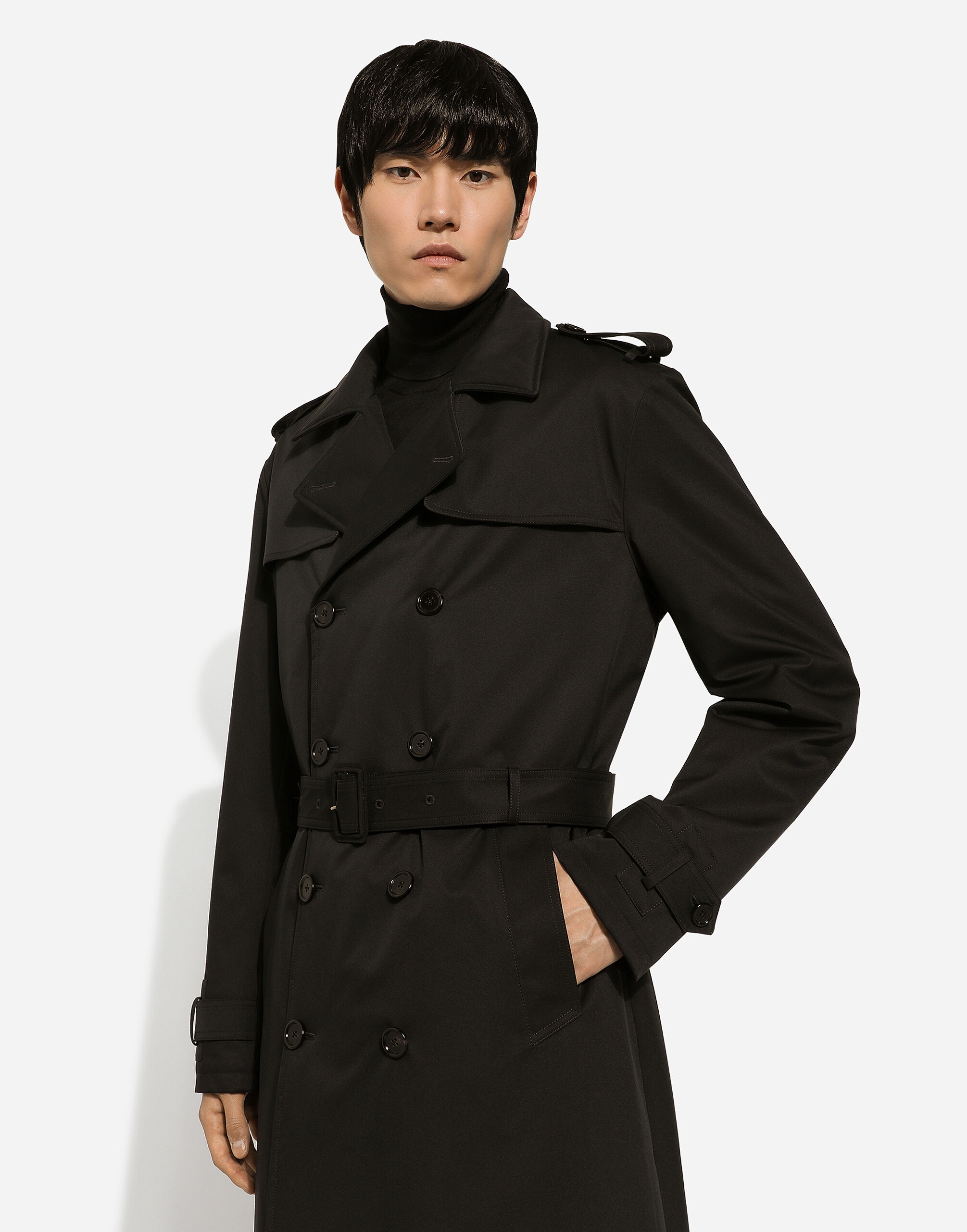 Nylon double-breasted trench coat - 4