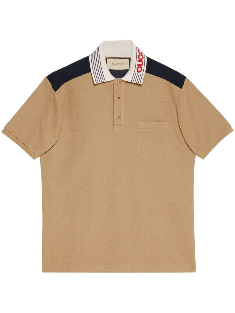 knitted contrast-trim polo shirt - 1
