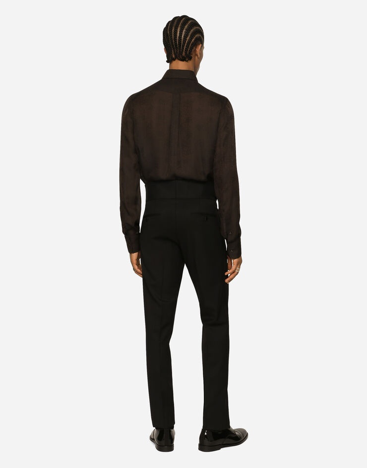 Stretch wool twill tuxedo pants - 3