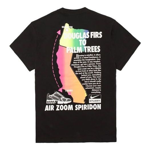 Nike x Stussy Crossover Logo Graffiti Printing Round Neck Short Sleeve Couple Style Black CU9256-010 - 2