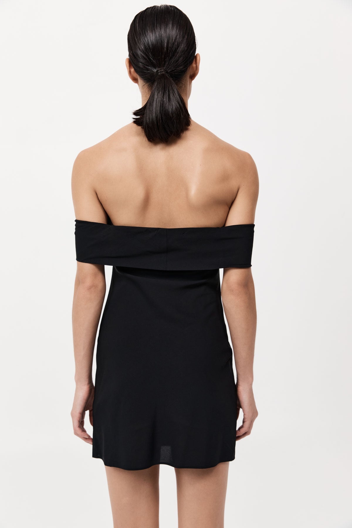 Off Shoulder Mini Dress - Black - 5