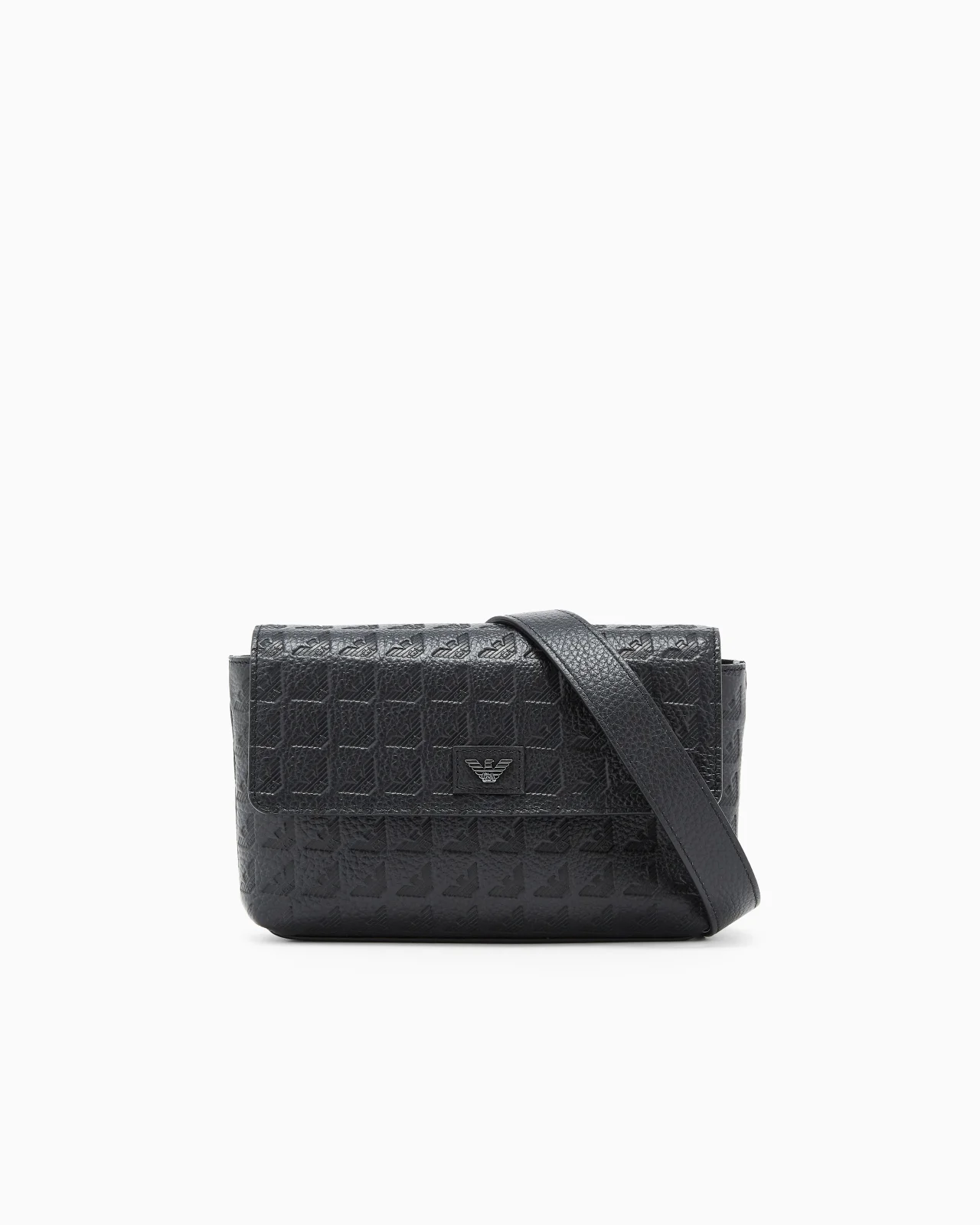 LEATHER CROSSBODY BAG WITH EMBOSSED GEOMETRIC PATTERN - 1