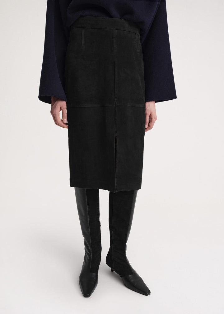 Paneled suede skirt black - 5