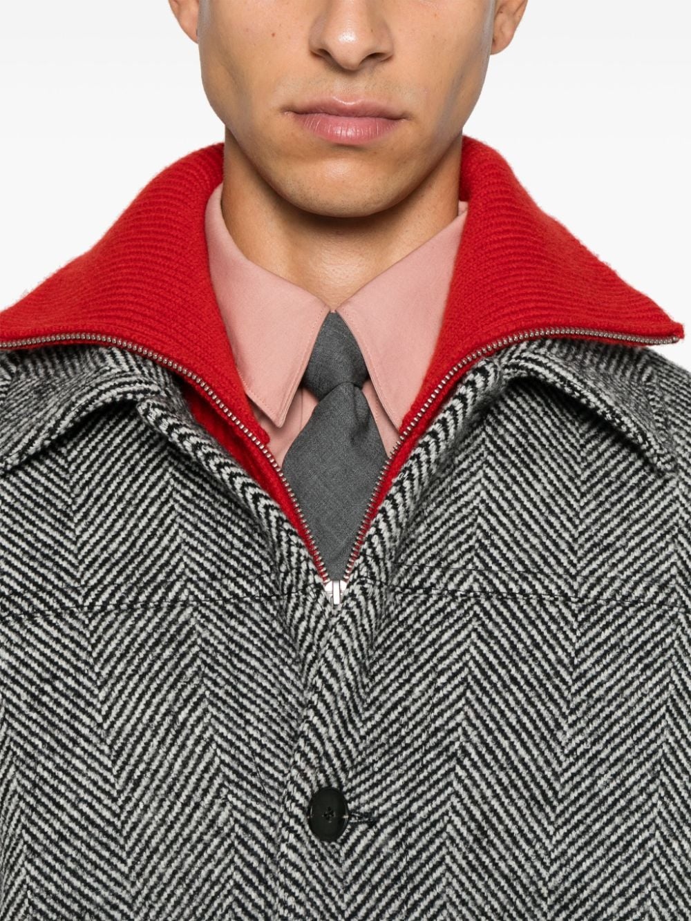 herringbone-pattern jacket - 5
