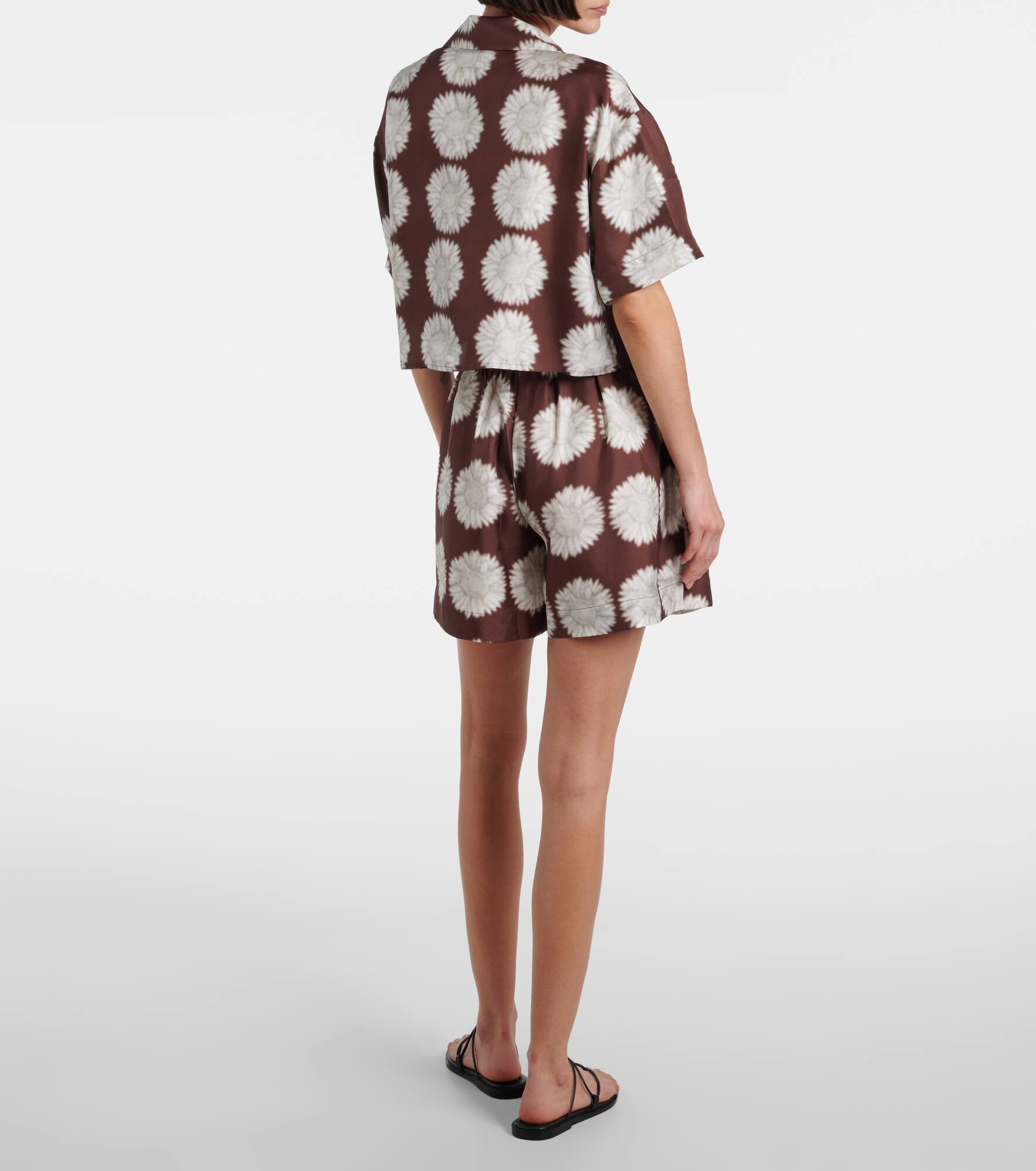 Lincoln floral silk twill cropped shirt - 3