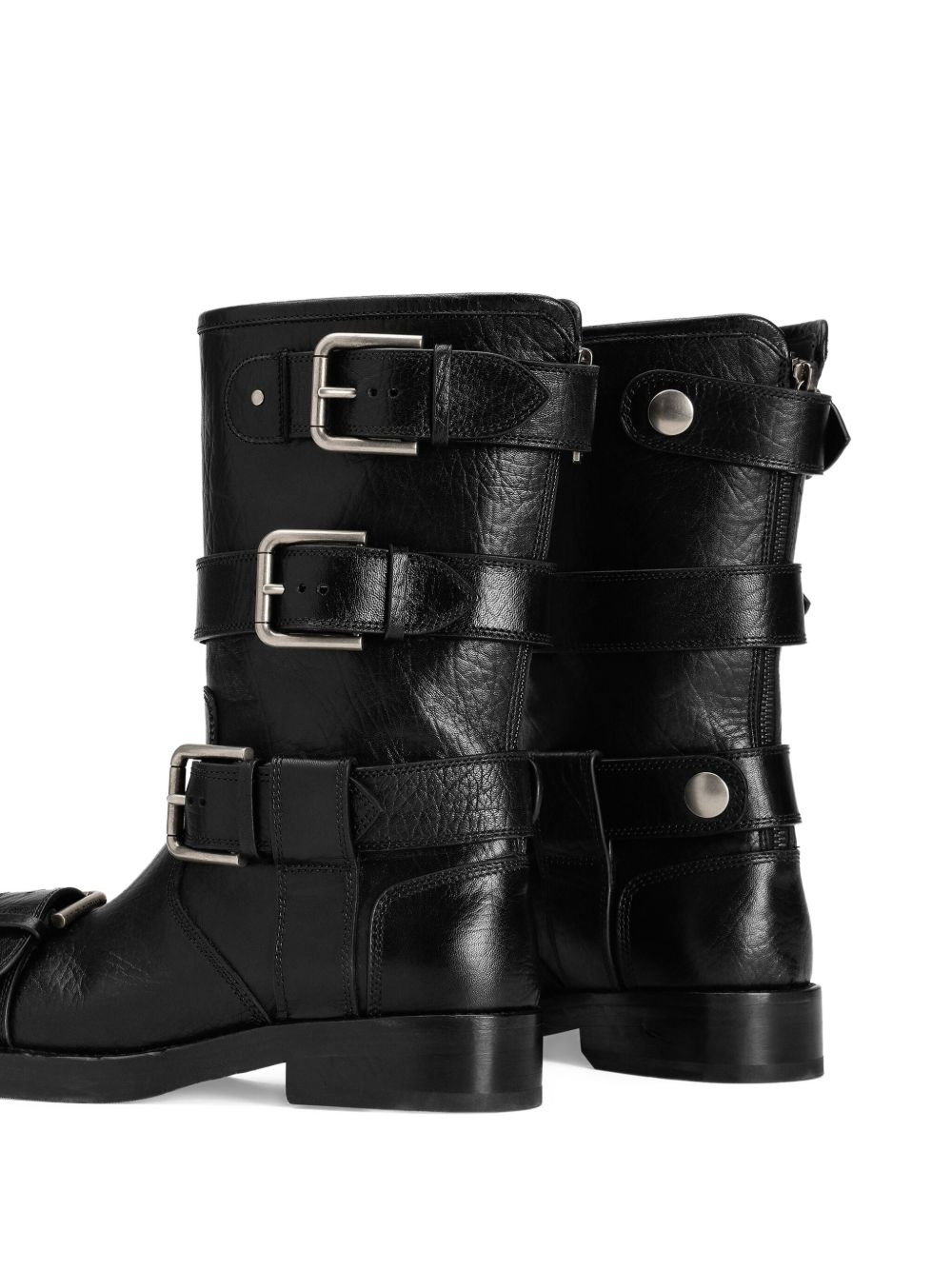 multiple-buckle leather boots - 4