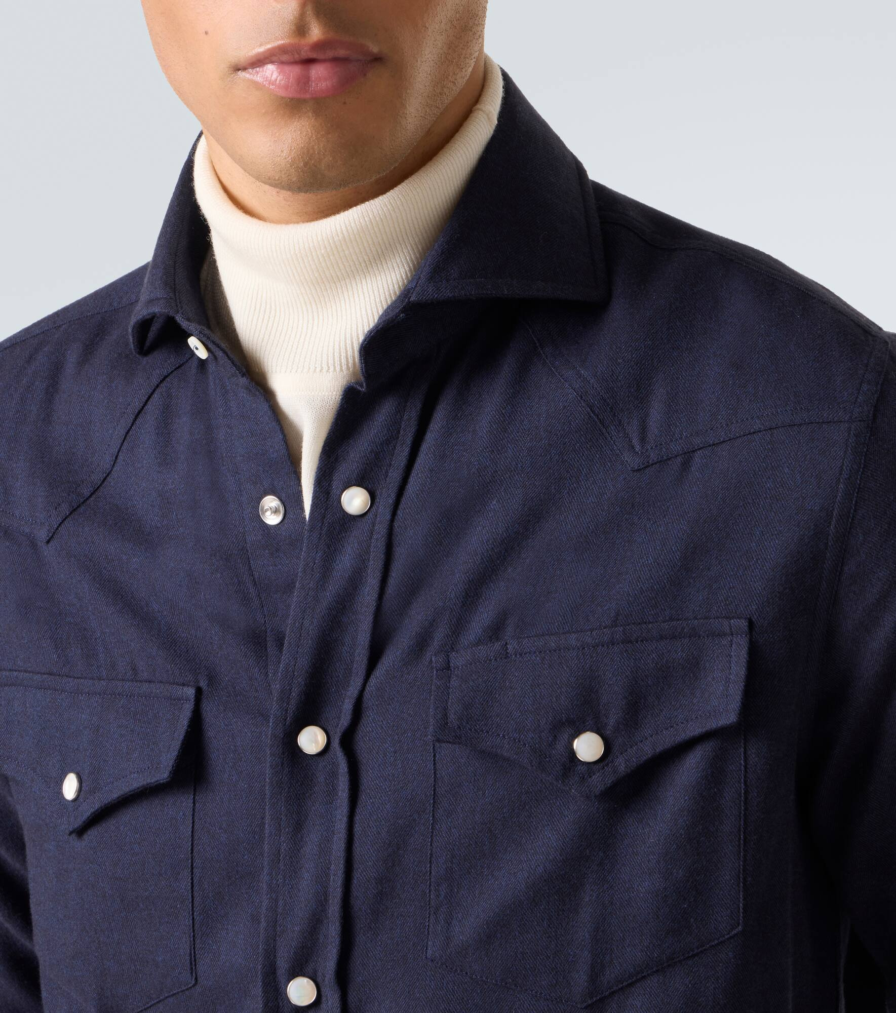 Chevron cotton-blend flannel shirt - 6