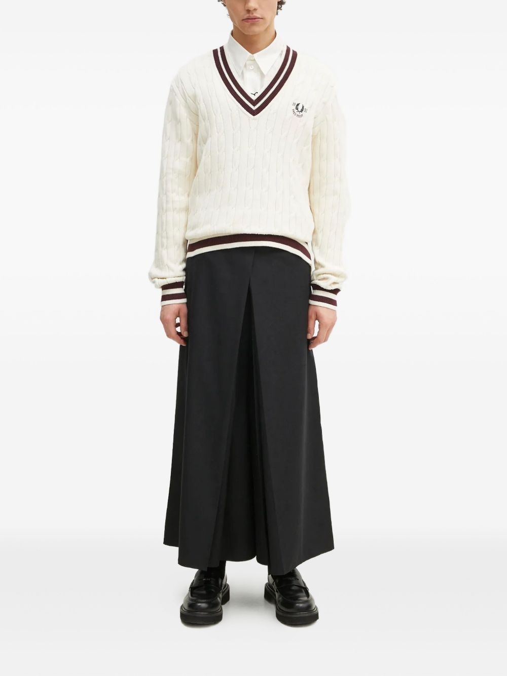 cable-knit V-neck sweater - 2