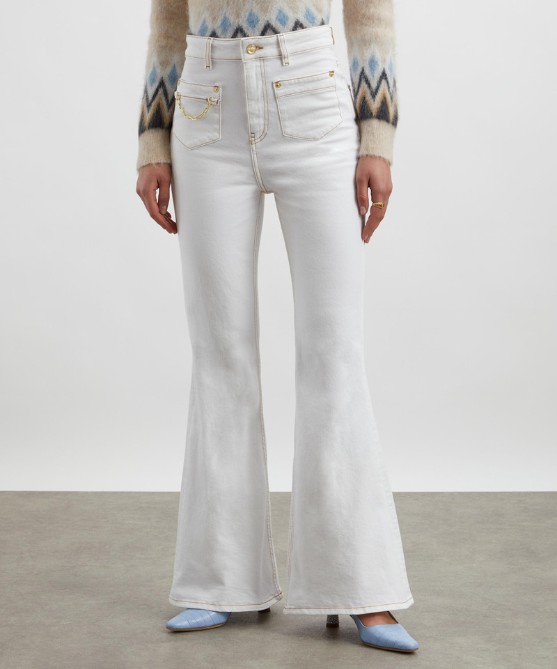 White Denim Goddi Flared Jeans 3