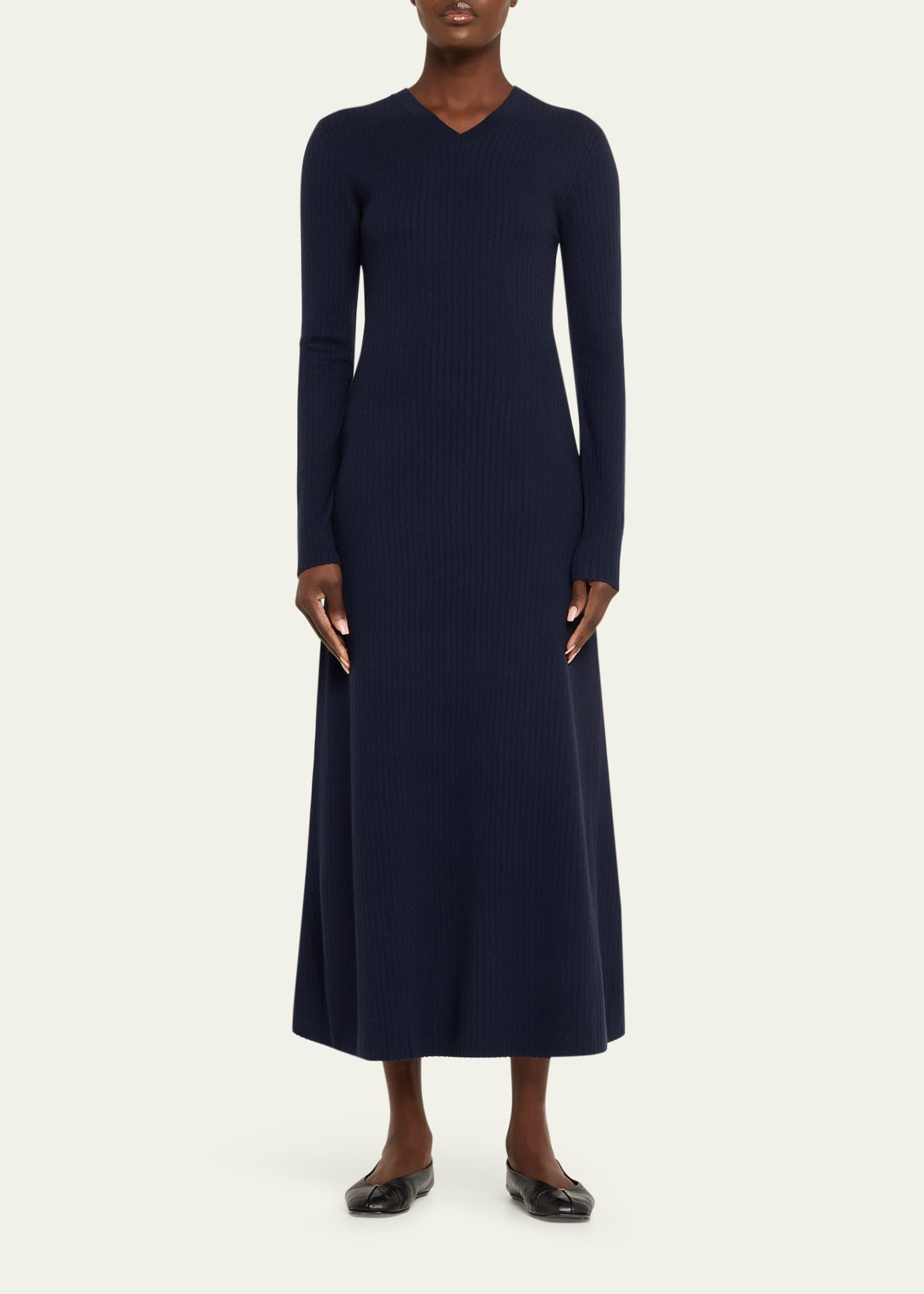 Long-Sleeve Regal Wool Maxi Dress - 2