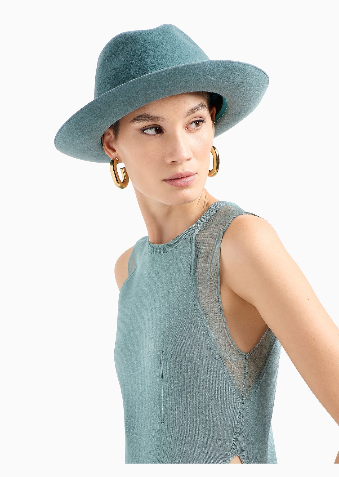 Rabbit fur hat with velvet detail - 4