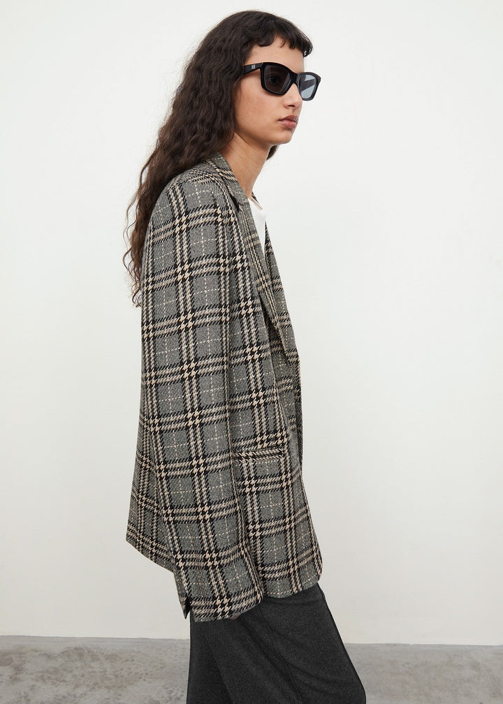 Wide lapel blazer check - 4