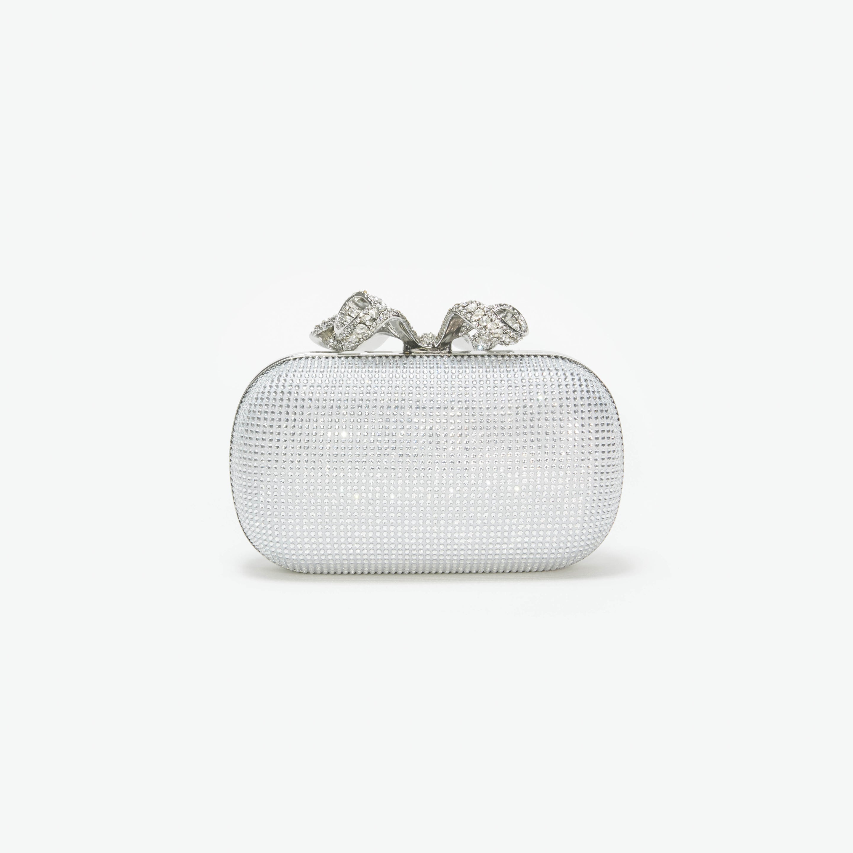 Silver Rhinestone Bow Clutch - 3