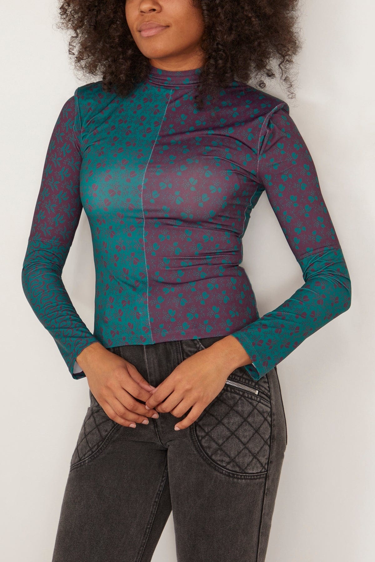 Panna Printed Long Sleeve Top in Plum - 3