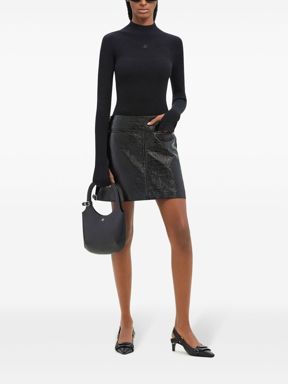 buckled coated miniskirt - 2