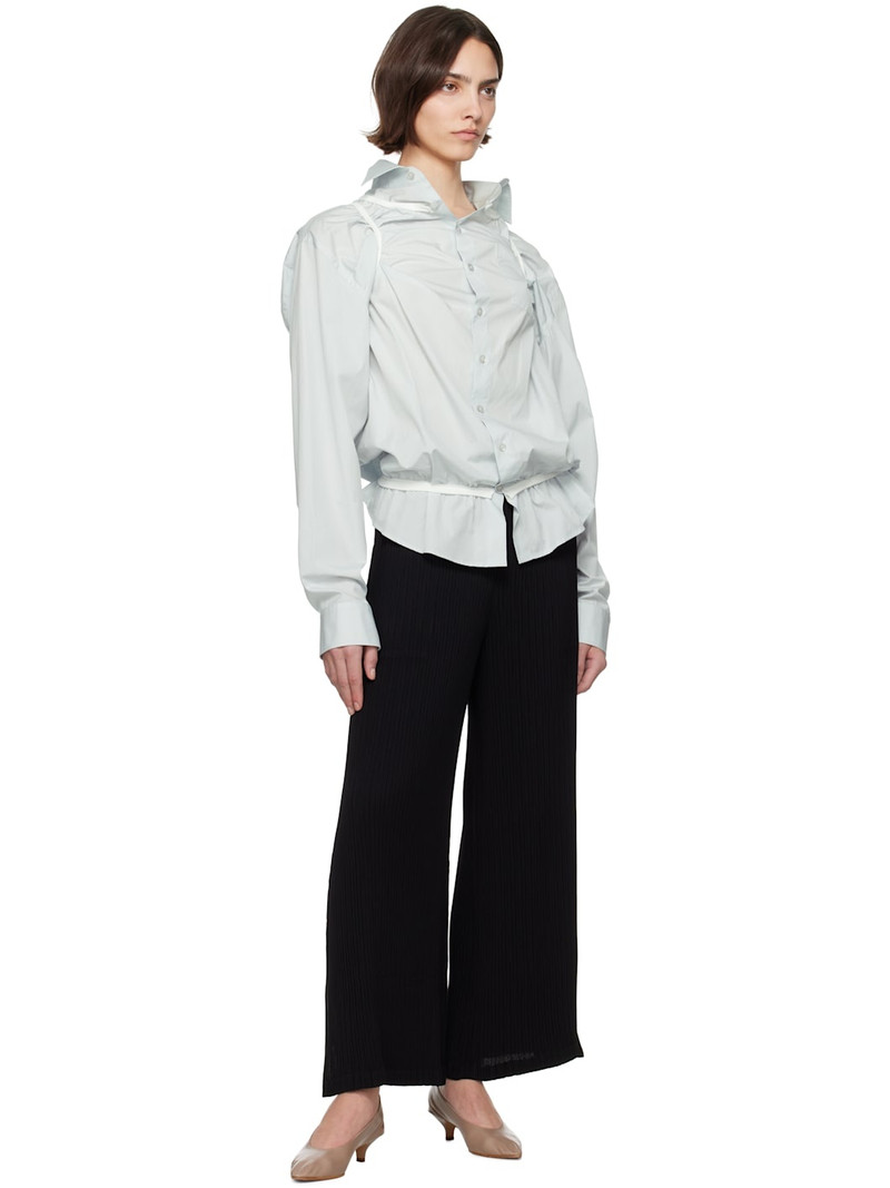 ISSEY MIYAKE Black Hatching Bottoms Trousers outlook