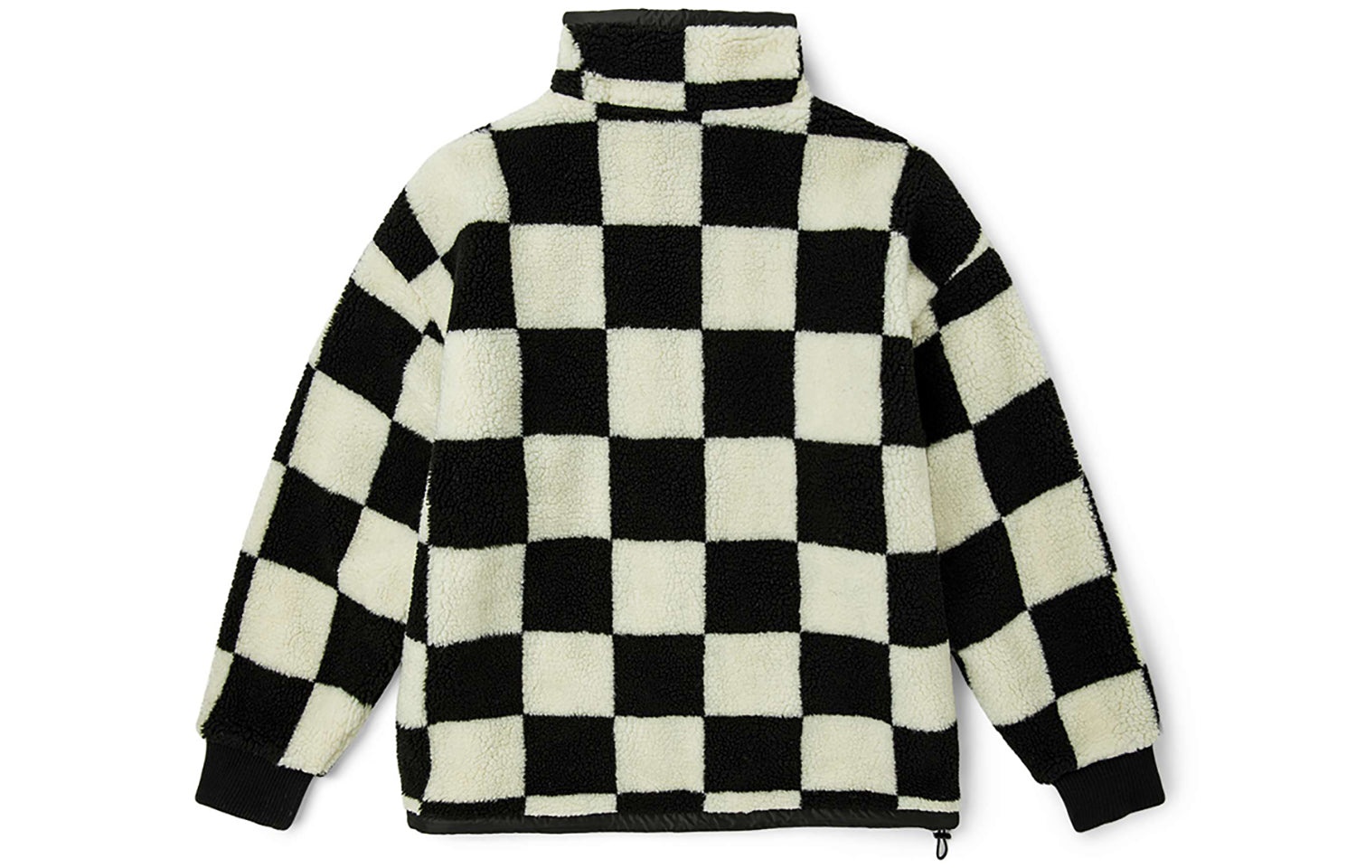 Vans Reversible lamb's wool Stand Collar logo Jacket Couple Style Black White Grid VN0A5F6U7DR - 2