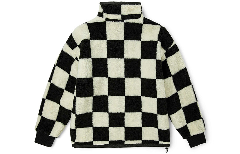 Vans Vans Reversible lamb's wool Stand Collar logo Jacket Couple Style Black White Grid VN0A5F6U7DR outlook