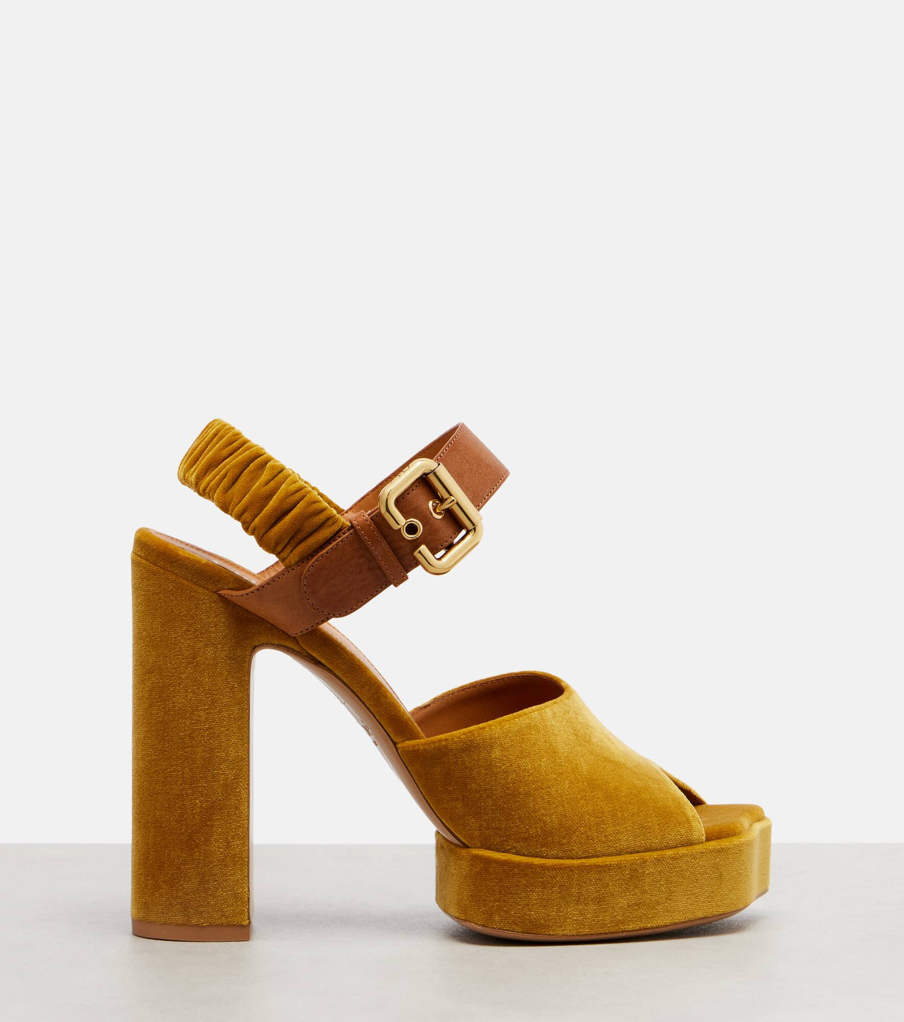 Aria 95 velvet platform sandals - 4