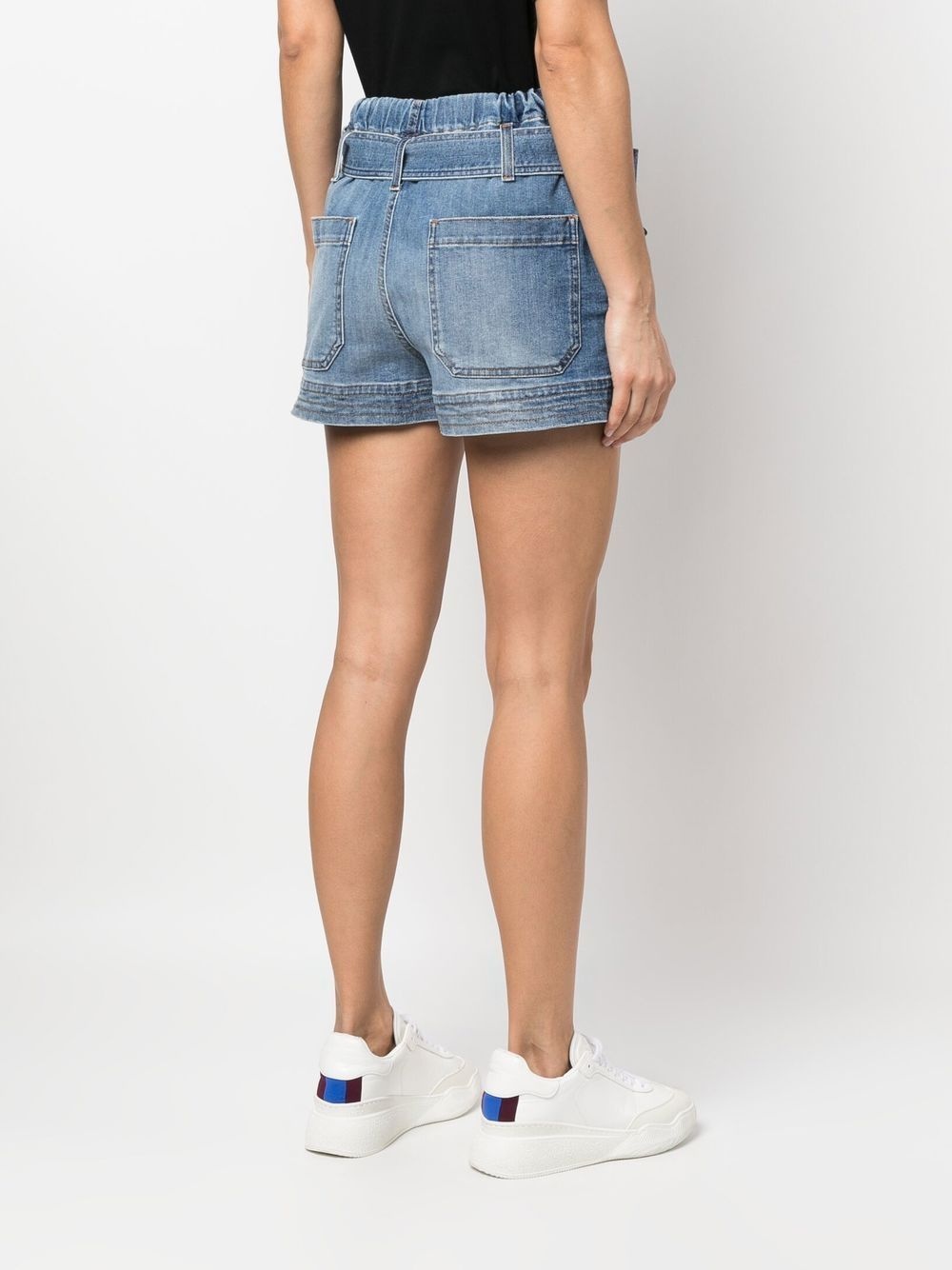 tie-waist denim shorts - 4