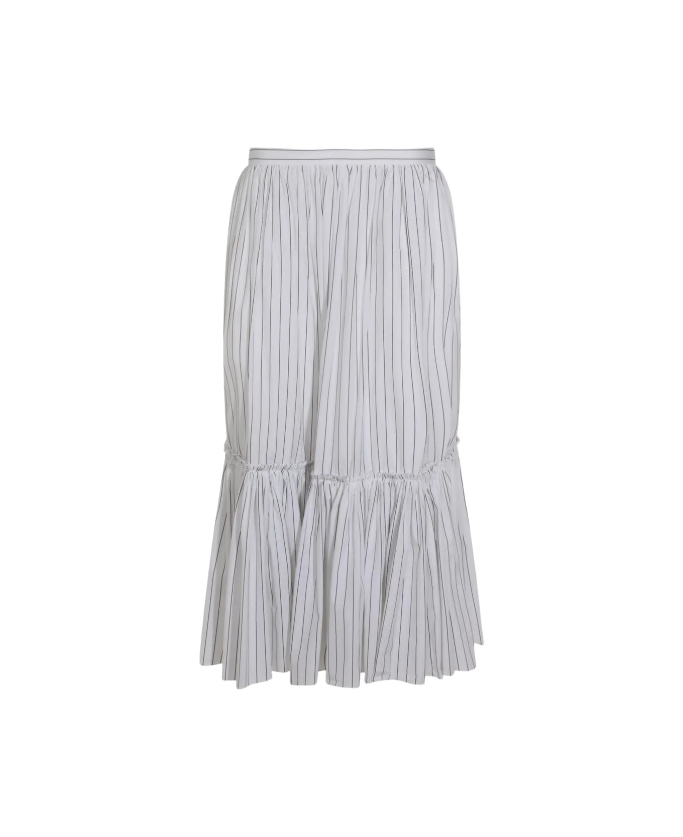 White Cotton Midi Skirt - 1