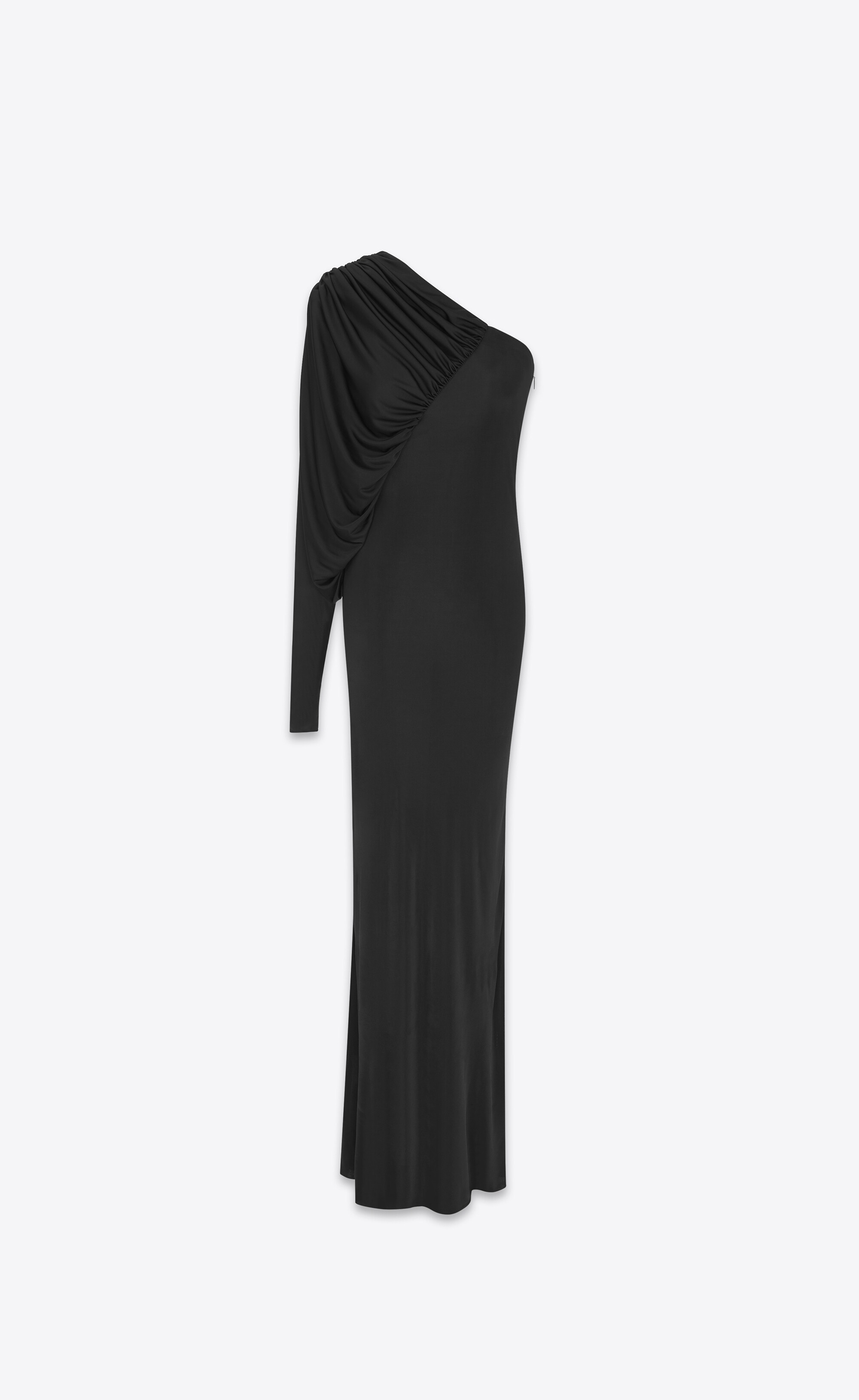 one shoulder long dress in shiny jersey - 1