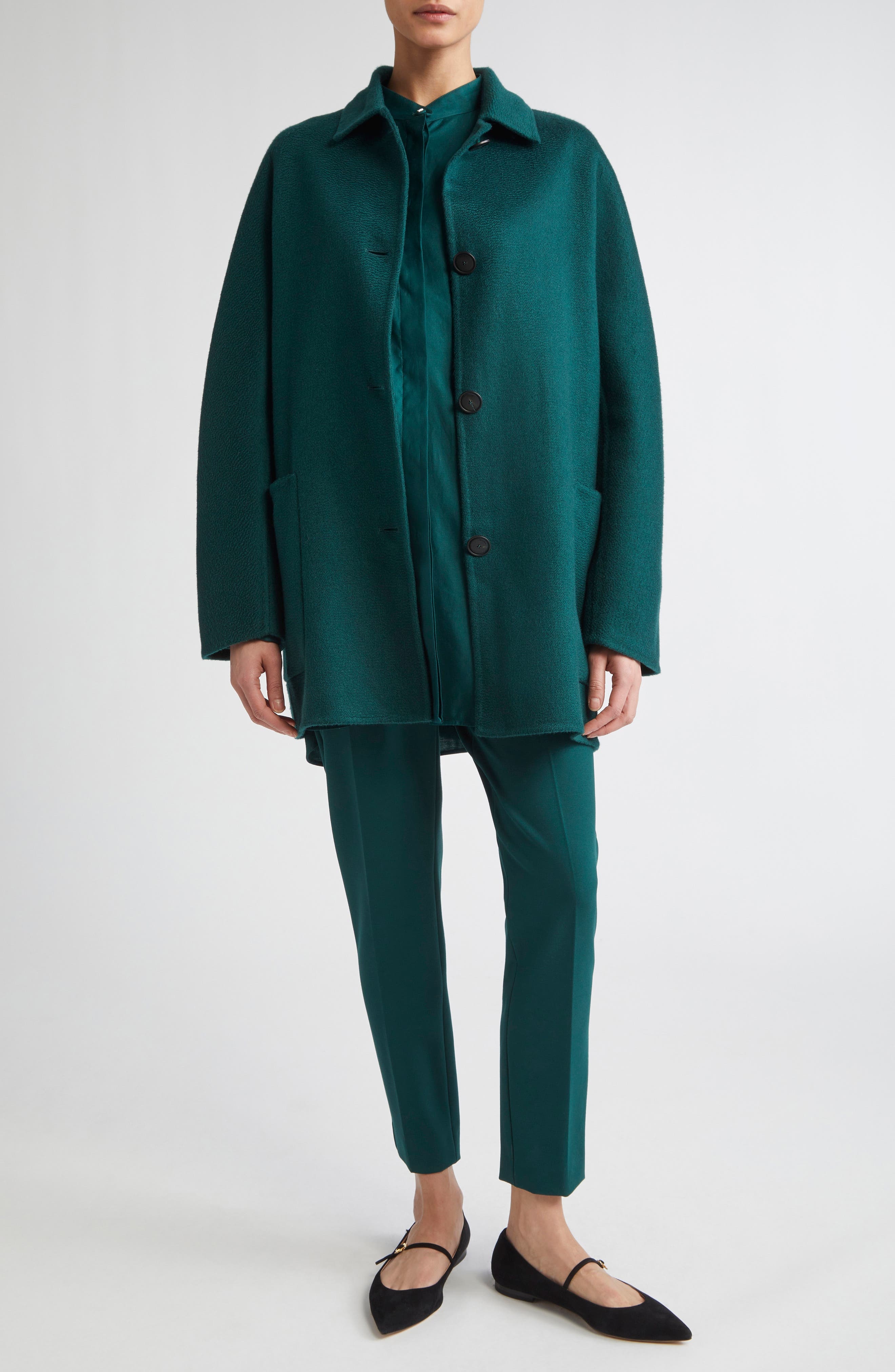 Max Mara Pegno Slim Fit Jersey Ankle Pants in Dark Green at Nordstrom - 2
