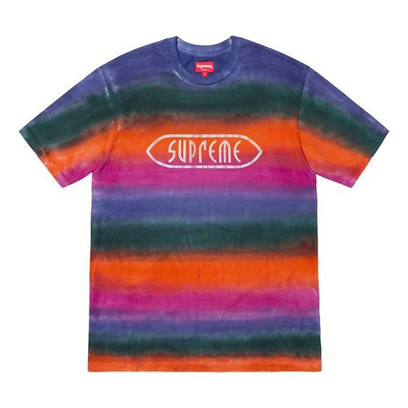 Supreme SS19 Rainbow Stripe Tee Short Sleeve Unisex Purple SUP-SS19-1009 - 1