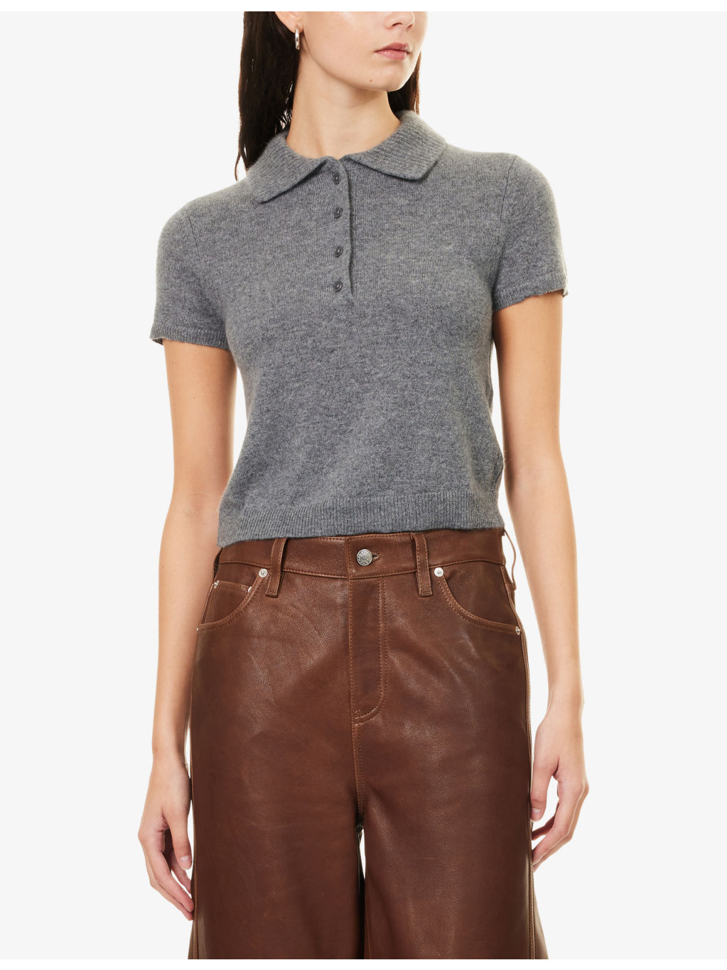 Twila Short-Sleeve Cashmere Polo Jumper - 3