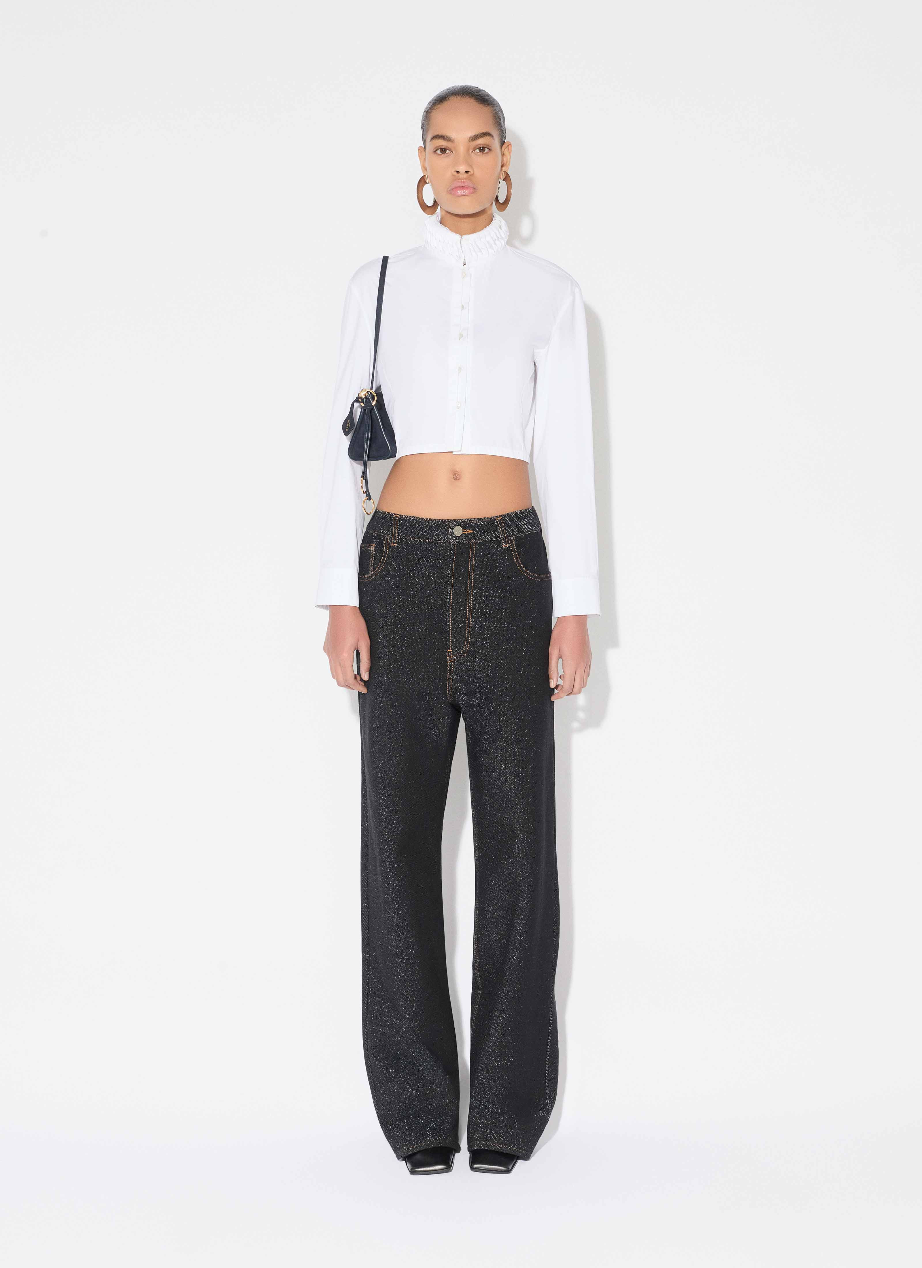 COTTON POPLIN CROPPED BLOUSE - 2
