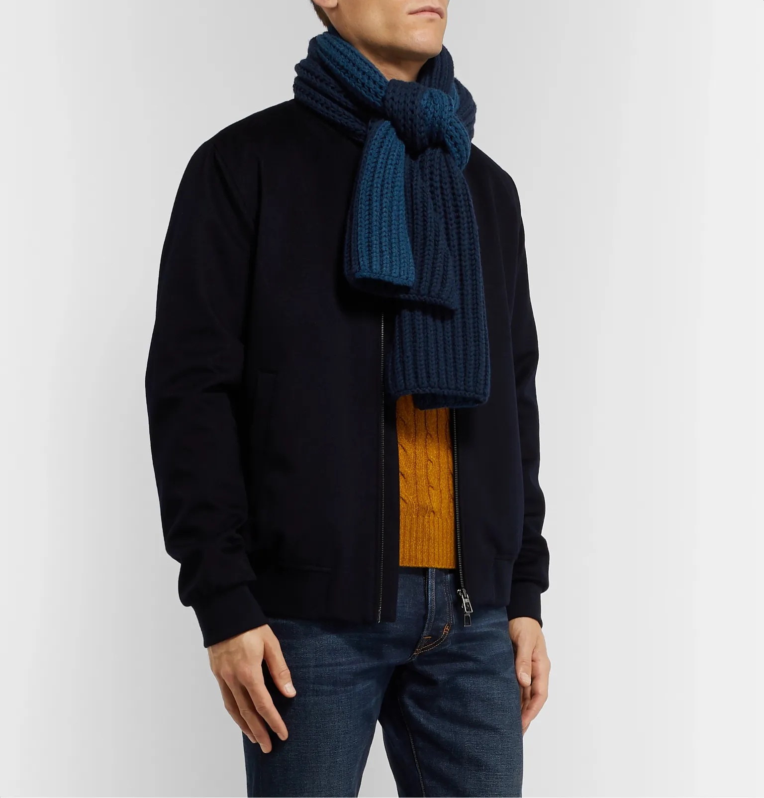 Colour-Block Ribbed Cashmere Scarf - 2