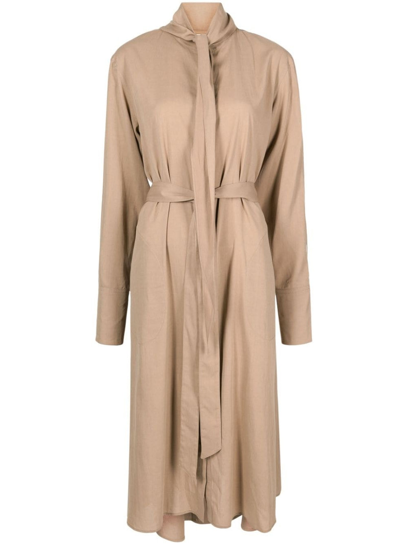 belted-waist button-down dress 1
