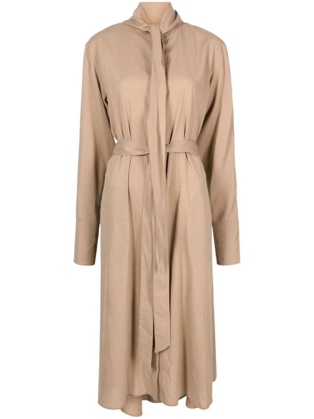 belted-waist button-down dress - 1