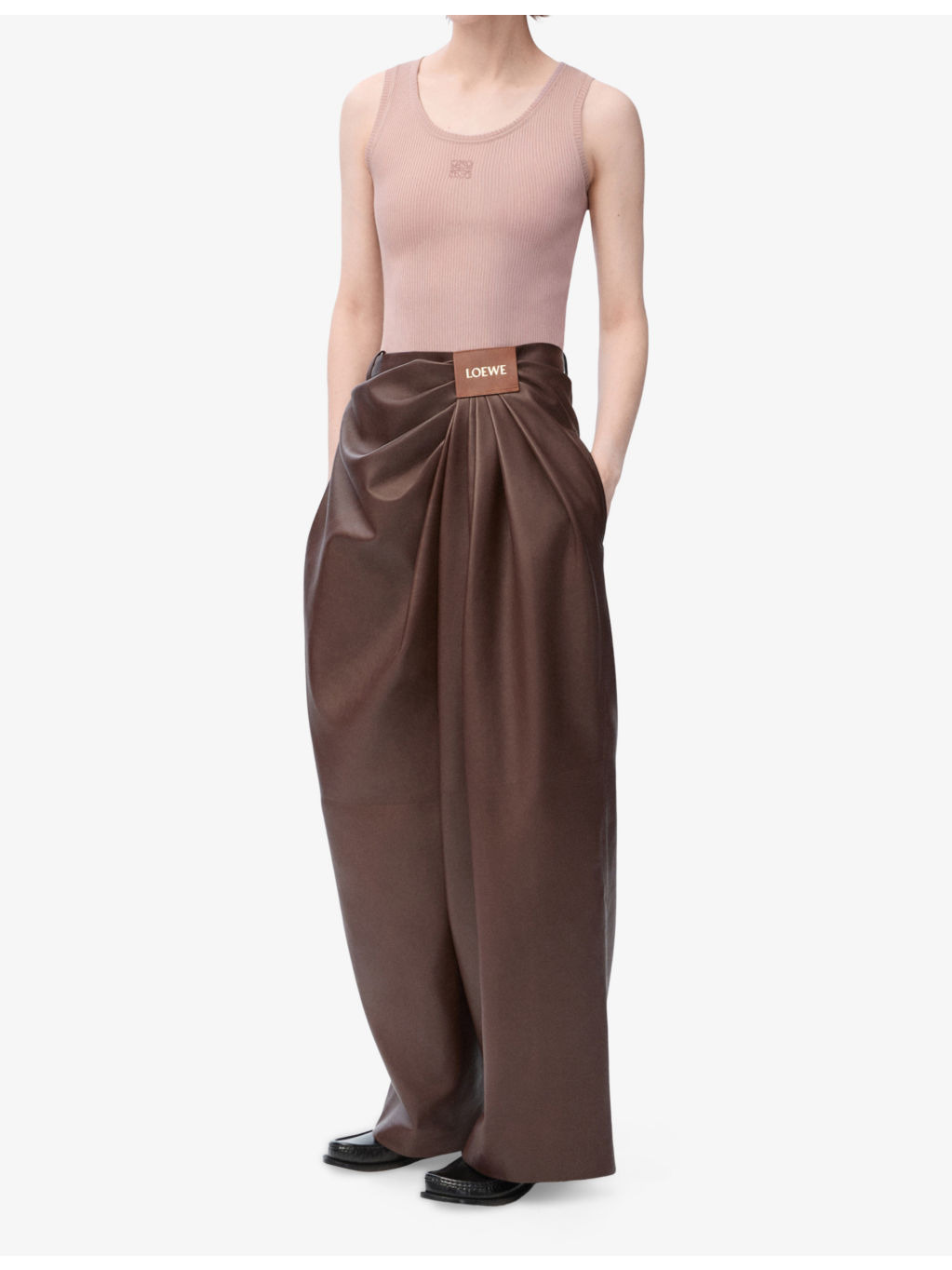 Anagram Ribbed Silk Fine-Knit Tank Top - 2