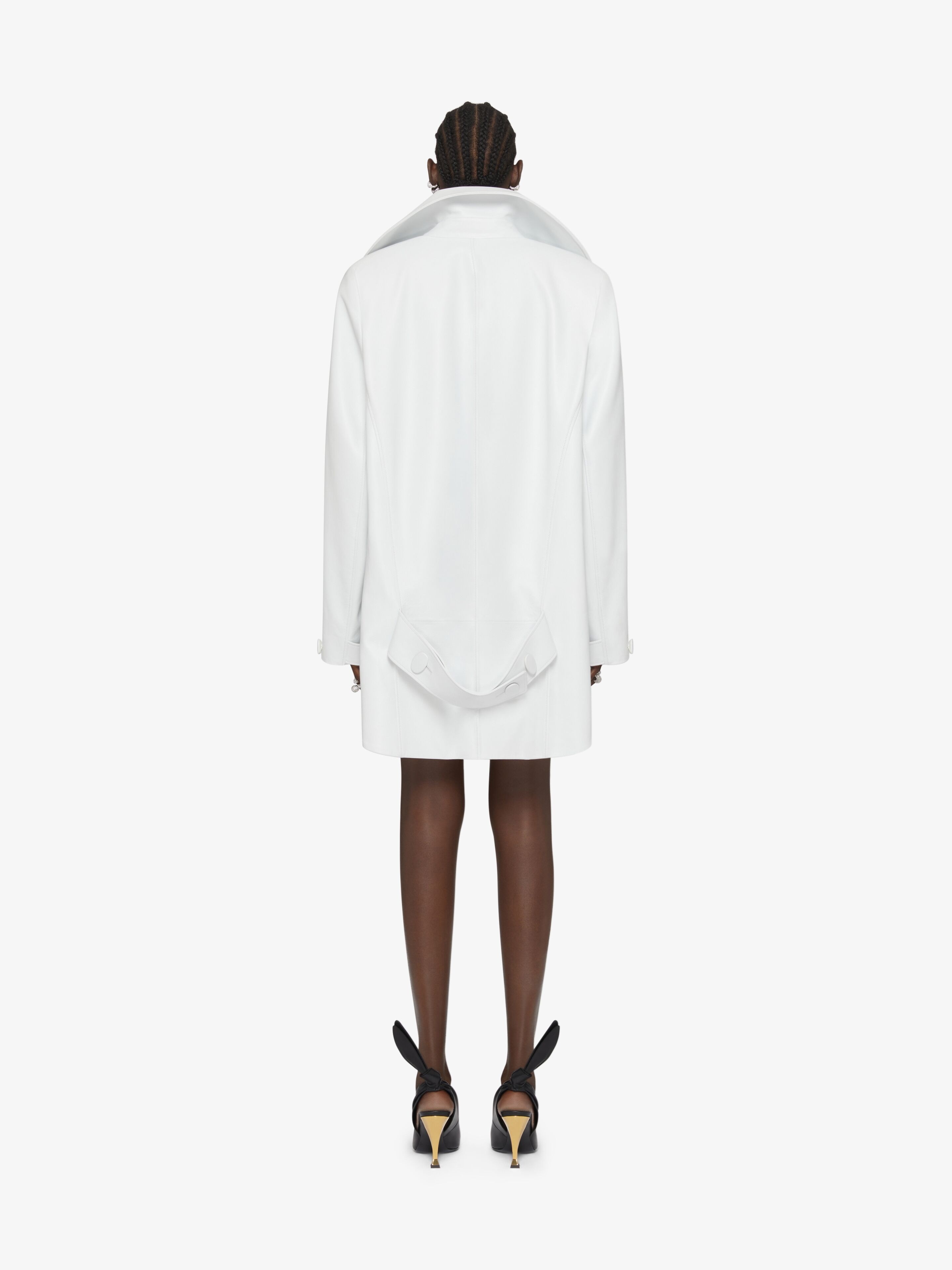 OVERSIZED ASYMMETRIC PEACOAT IN LEATHER - 4
