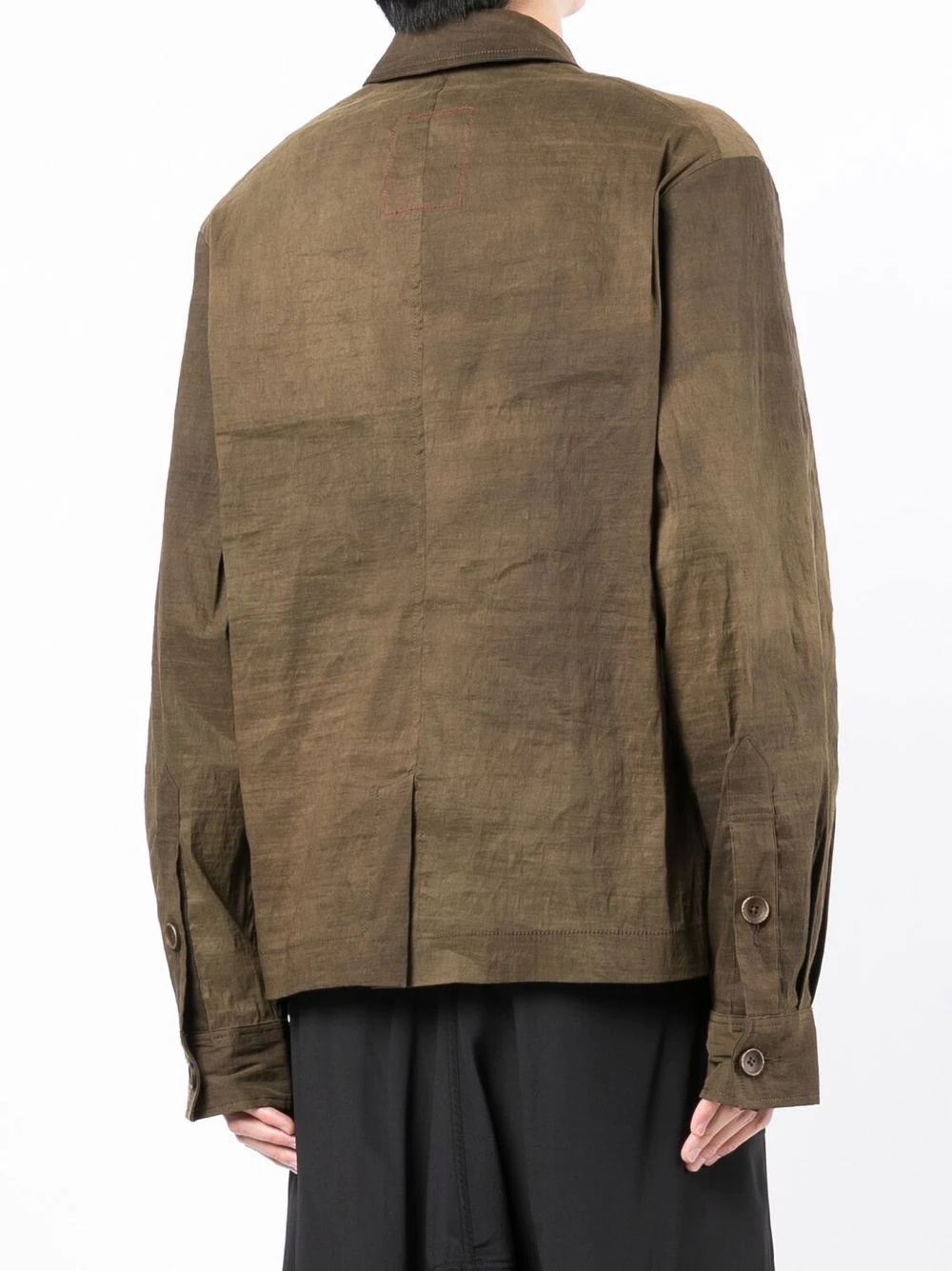 single-breasted linen shirt jacket - 4