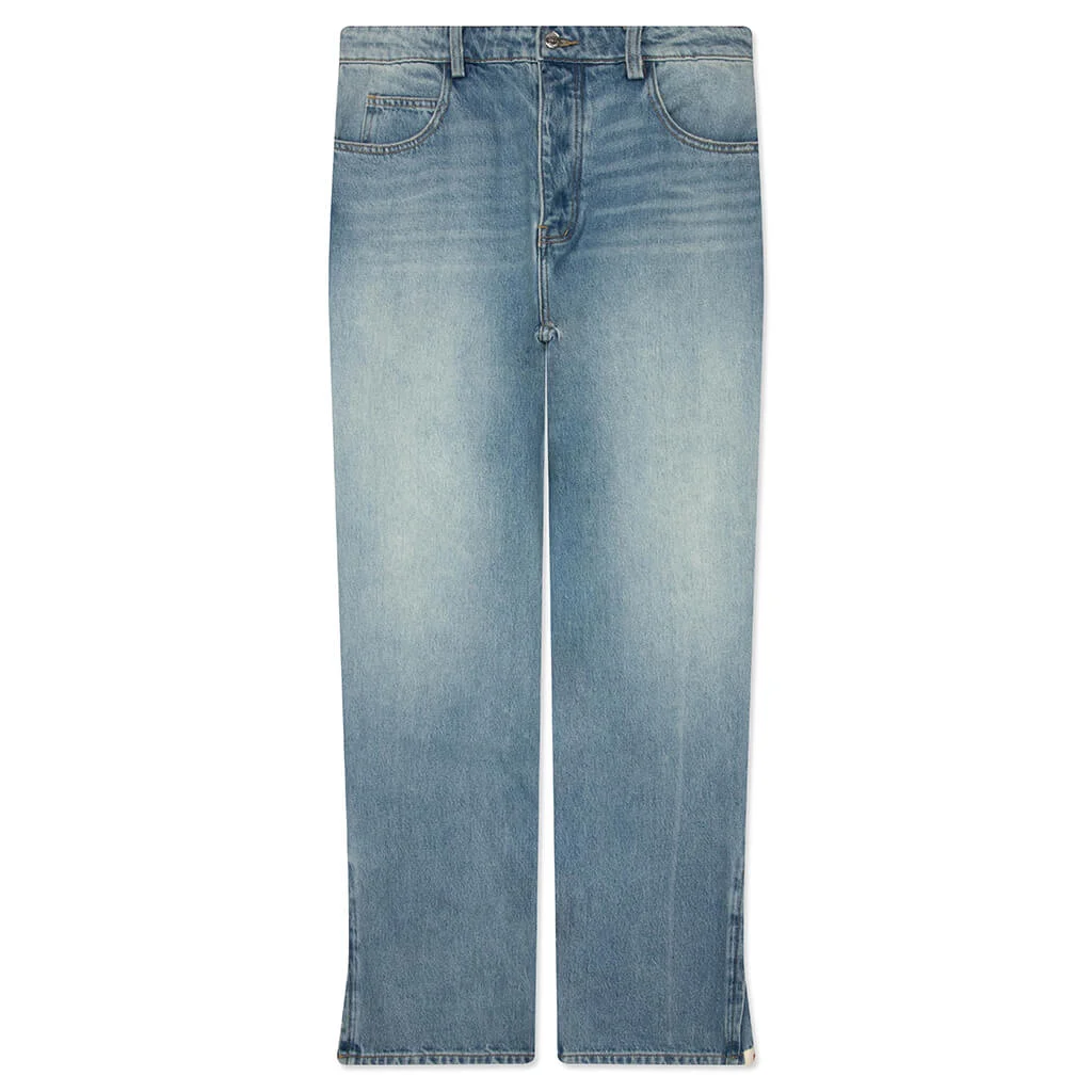 SPLIT SEAM STRAIGHT LEG JEAN - LIGHT INDIGO WASH - 1