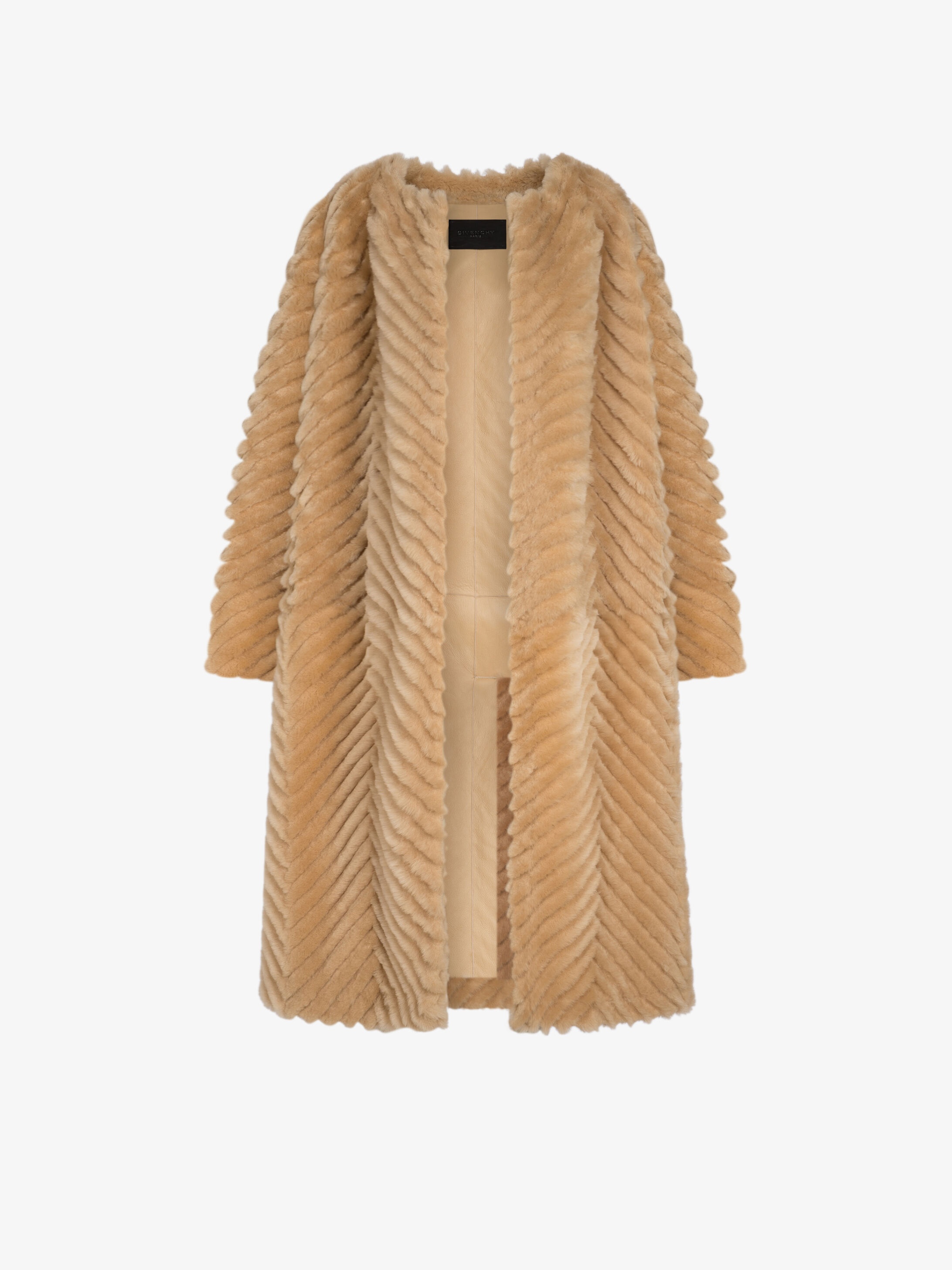 Shearling coat with chevron - 5