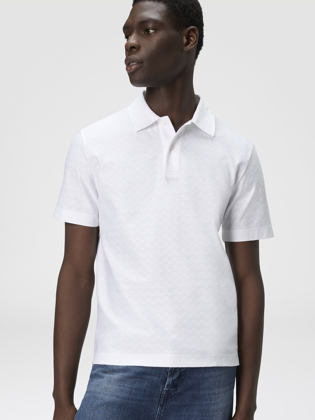 Tonal zigzag cotton jersey polo shirt - 4